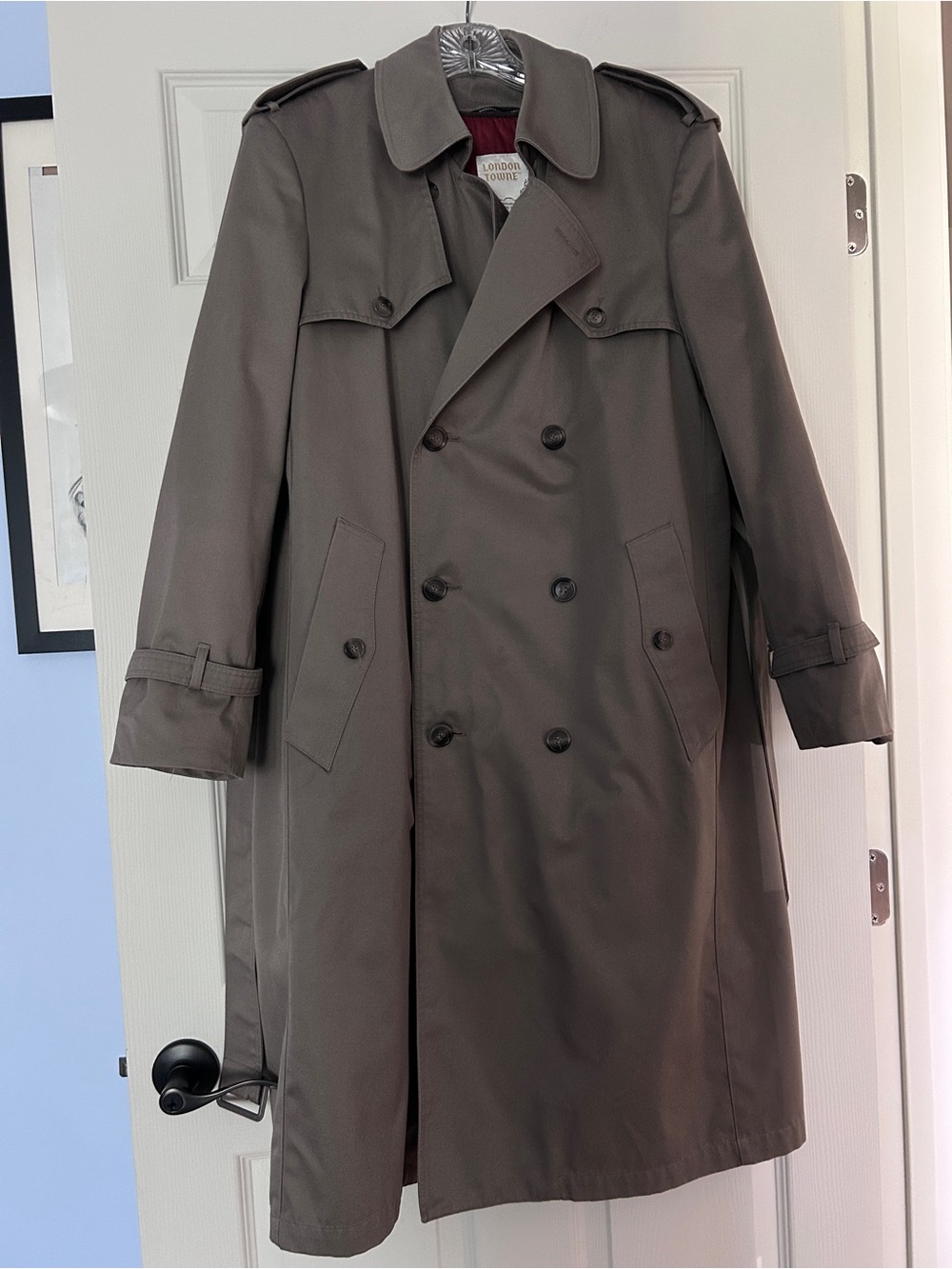 London Towne Men's Double-Breasted Trench Coat - Taupe - Size 38R